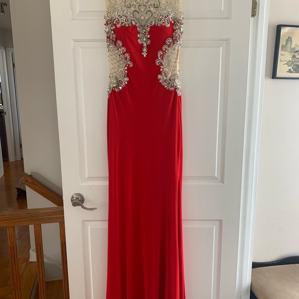 Alyce Paris Elegant Red Embellished Evening Gown